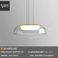 Lustre moderno com lâmpada pendente decorativa de vidro transparente